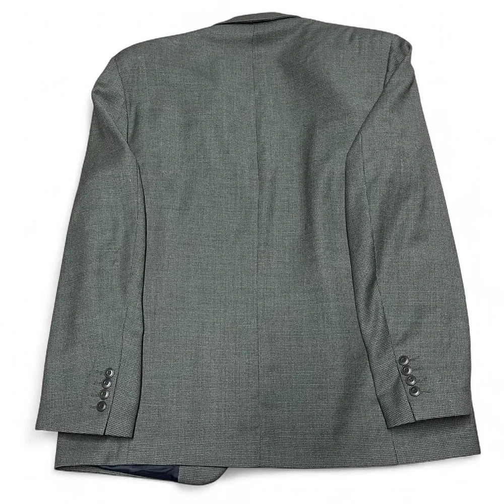 Bachrach Mens Sz 40S Blazer Made in Italy Grey Check Wool 3-Button VTG Corpcore